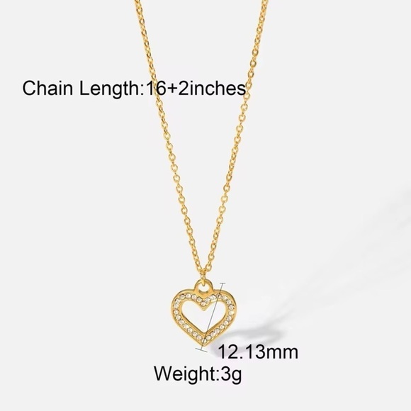 18K Gold Plated Heart Necklace - Gold Jewelry - Picture 4 of 6